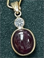 $1600 14K  Ruby(2ct) Diamond(0.2ct) Pendant