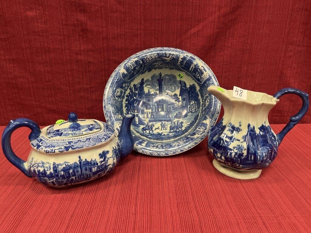 3 pc Ironstone small wash bowl and pitcher and