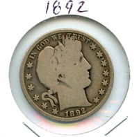 1892 Barber Silver Half Dollar