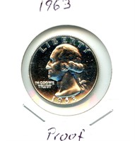 1963 Proof U.S. Washington Silver Quarter