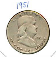 1951 Franklin Silver Half Dollar