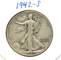 1942-S Walking Liberty Silver Half Dollar