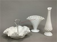 Decorative Milk Glass Vases and Bowl