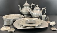 Antique Pewter Teapots, Plates & More