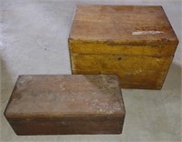 2 Antique Wooden Storage Boxes