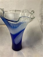 Blue white Marano style vase