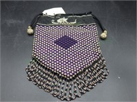 VTG Art Deco purple/black beaded handbag/purse