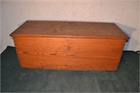 Pine dovetailed blanket chest, replaced hinges