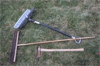 broom shovel, ax