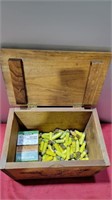 Wood ammo box with 135 rnds of 16 guage ammo