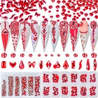 1840pcs Multi-Shape Red Crystal Rhinestones