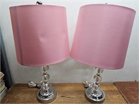 2 Clear BALL Styled Lamp SET #Pink Shades