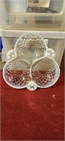 Vintage white opalescent hobnail candy dish