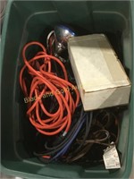 Tote of Electrical Cords and More