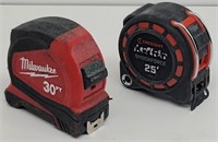 Milwaukie 30ft & Cresent 25 ft Tape Measures