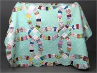 Vintage King Size Double Wedding Ring Quilt