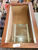 Walnut Wall Display Box / Case w/ Glass Doors