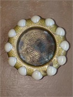 Vintage hammered Brass & cream colored agate