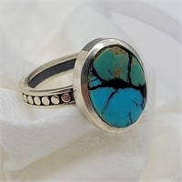 925 SILVER TURQUOISE RING SZ 6