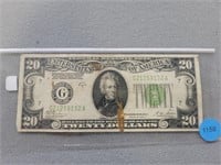 1928 B Twenty Dollar Federal Reserve Note; green s