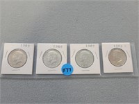 4 Kennedy half dollars; 1965, 1966, 1967, 1968d.