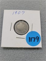 1907 Barber dime.  Buyer must confirm all currency
