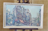 Wood Framed Market Square Paint on Canvas