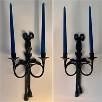 Heavy cast metal candle holders
