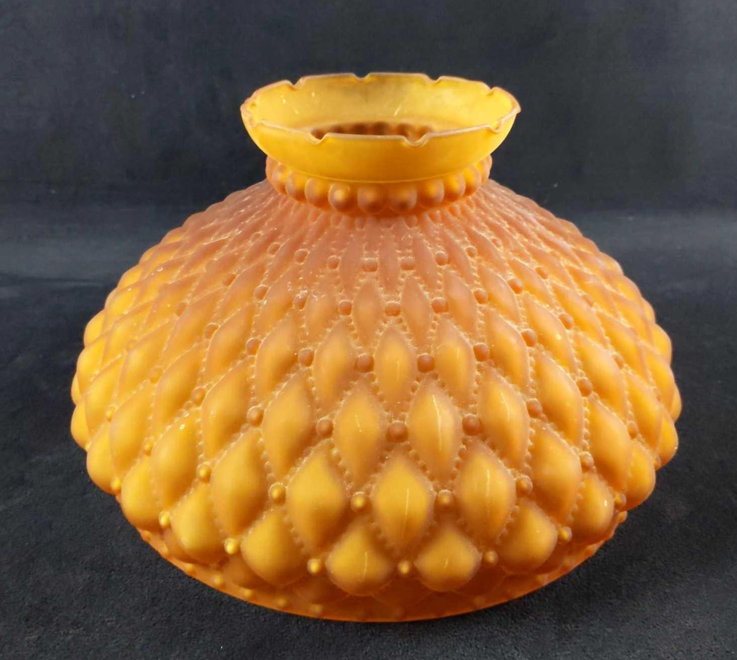Vintage Amber Glass Frosted Diamond Lampshade