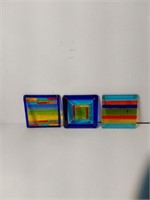 3 Art Glass Coasters U15B