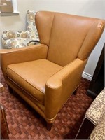 Charter Light Brown Vinyl Wingback Chair