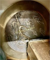 ASIAN DRAGON DECORATED BRASS PLATE