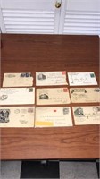 9 advertising envelopes 1895-1933, stamps and