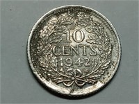 OF) 1942 Netherlands silver 10 cents