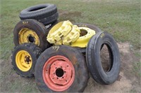 9-SMALL TRACTOR TIRES (VARIOUS SIZES)