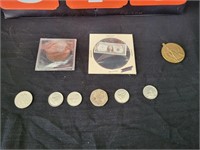 FOREIGN COINS MINATURE DOLLAR & US TREASURY COIN