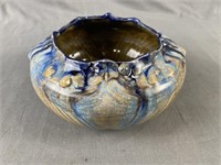Belgian Pottery Bowl Vase, Marked Belgium #2042
