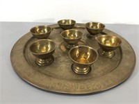 Brass Tray w/Small Bowls/Cups
