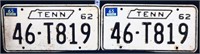 Pair 1962 TN license plates