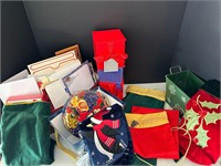 Lot of Christmas Gifting Bags, Cards, Boxes