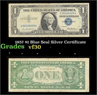 1957 $1 Blue Seal Silver Certificate Grades vf++