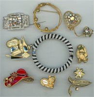 Misc Lot Costume Jewelry Bracelet & Pins