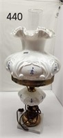 Elizabeth on Milkglass Paisley Student Lamp