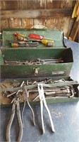 Metal Tool Box with Allen, Open End, Box End Wrenc