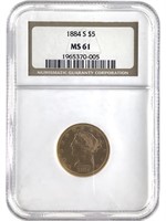 1884-S $5 Gold Half Eagle, NGC MS61
