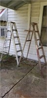 6 ft aluminum ladder, 6 ft wooden ladder