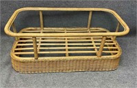Wicker and Glass-Top Coffee Table
