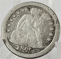 Key 1845-O U.S. Seated Liberty Silver Dime F/VF