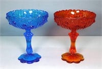 (2) Fenton Glass Cabbage Rose Compotes
