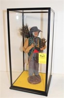 Handpainted French Doll in display case,